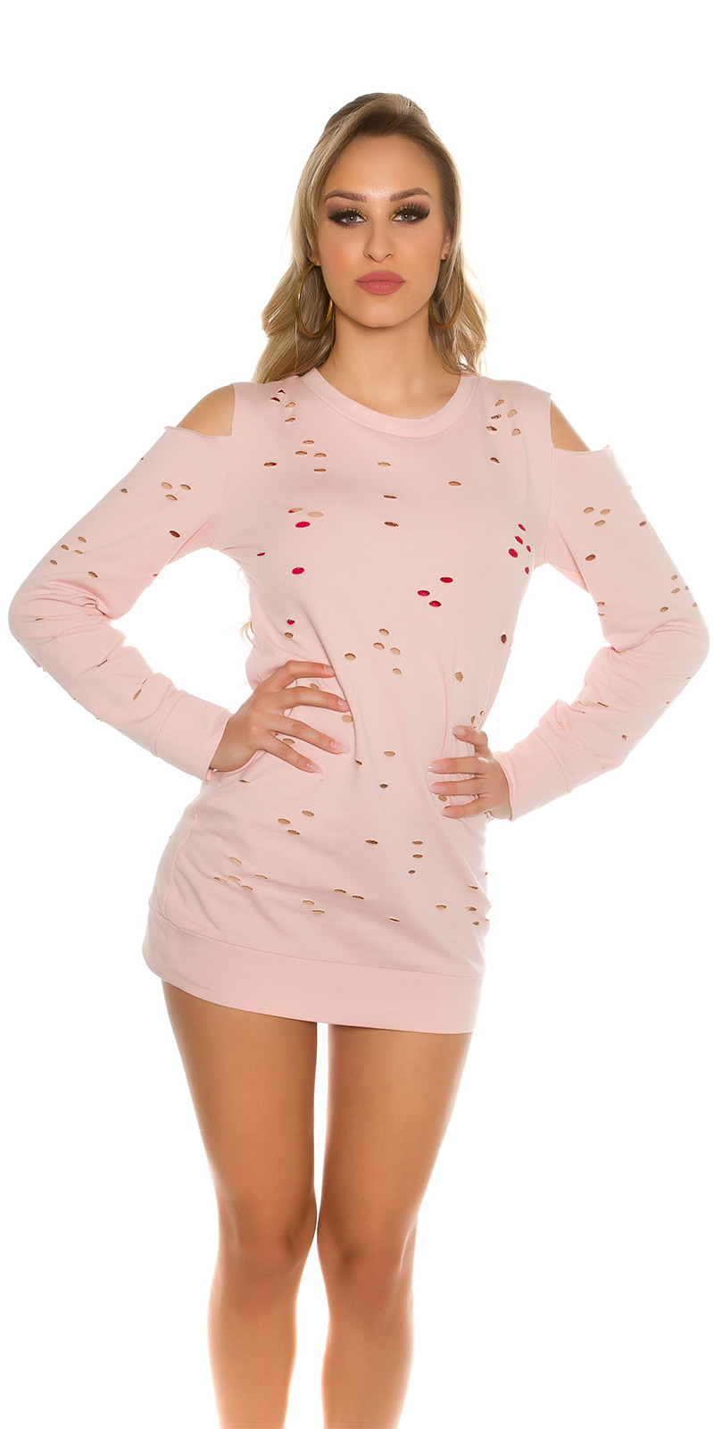 Šaty s dlouhým rukávem 0000BL8676 - pink